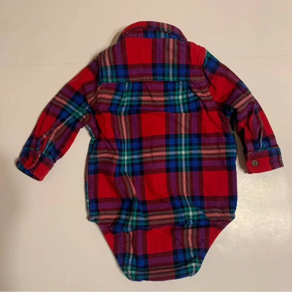 OshKosh B'gosh Plaid Flannel Baby One Piece Body Suit 18M